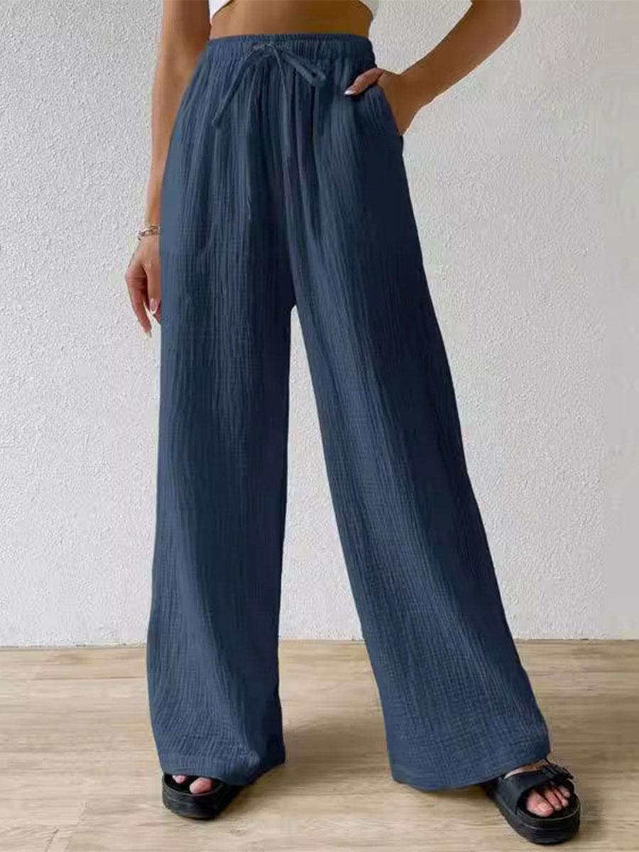 Women's Solid Color  Loose Casual Wide Leg Pants