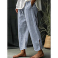 Women's Vintage Stripe Art Printed Cotton And Linen Casual Pants