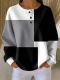 Women's Geometric Pattern Art Print Casual Cotton Waffle Sweatshirt RSWF602