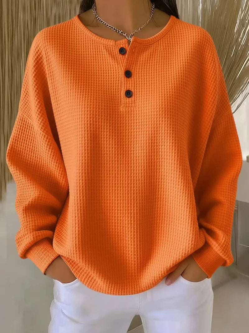 Casual Waffle Henry Collar Sweatshirt RSWF603