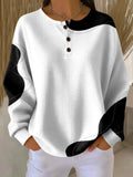 Women's Abstract Pattern Art Print Casual Cotton Waffle Sweatshirt RSWF611